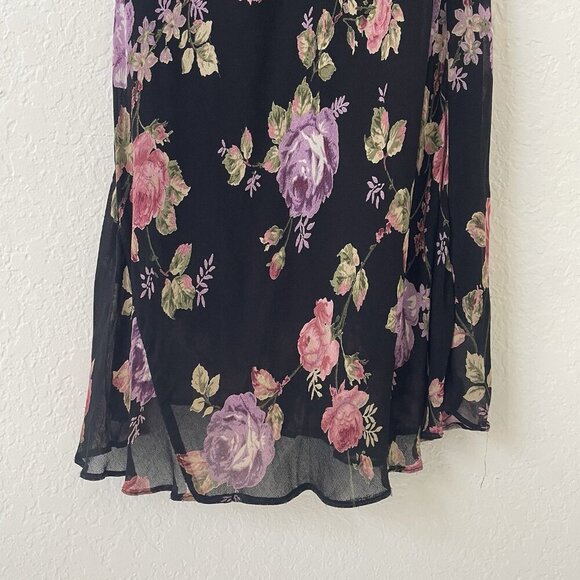 VTG Lola P Womens Y2K 90s Black Floral Maxi Slip Dress Size S Fairy Whimsigoth - Picture 7 of 14
